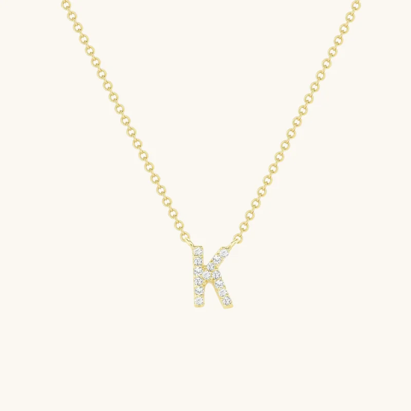 Diamond necklaces for women-Small Diamond Initial Necklace