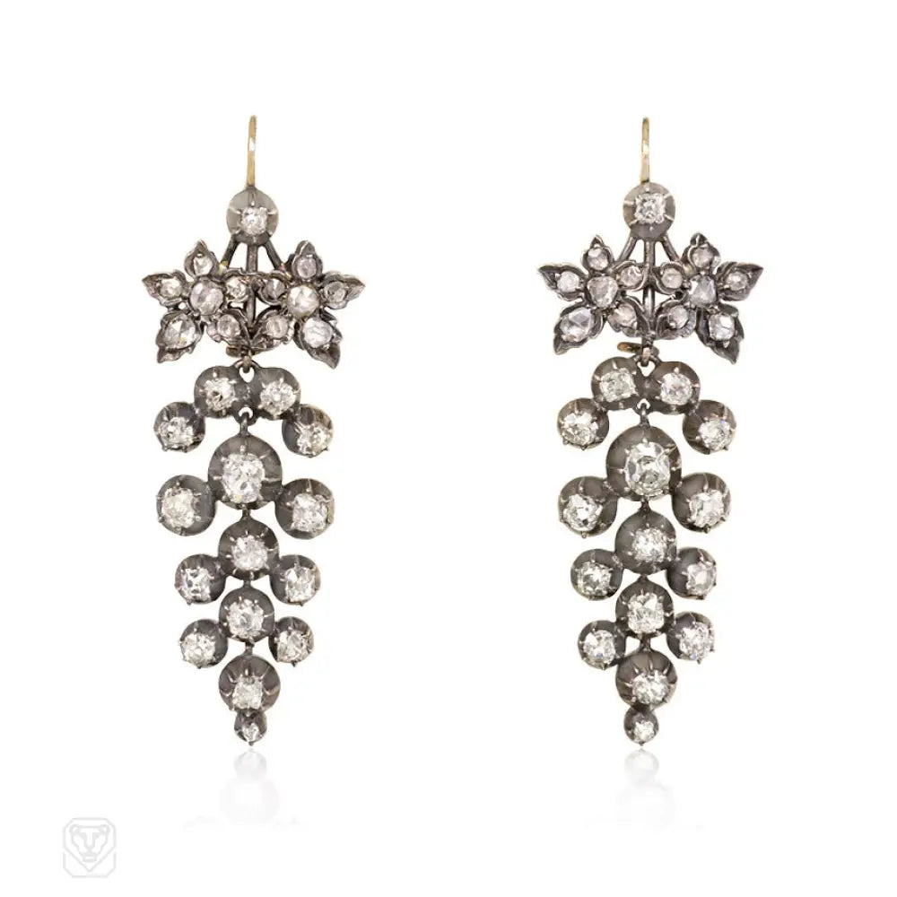 Women’s gemstone dangly earrings-Antique diamond grape earrings