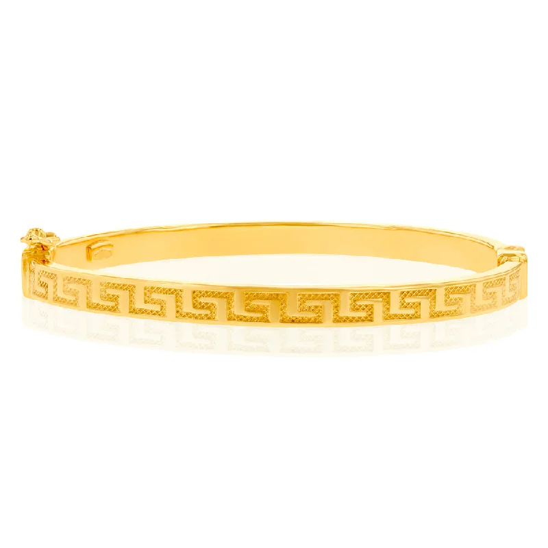 Women’s leather bangle bracelets-9ct Yellow Gold Greek Baby Bangle