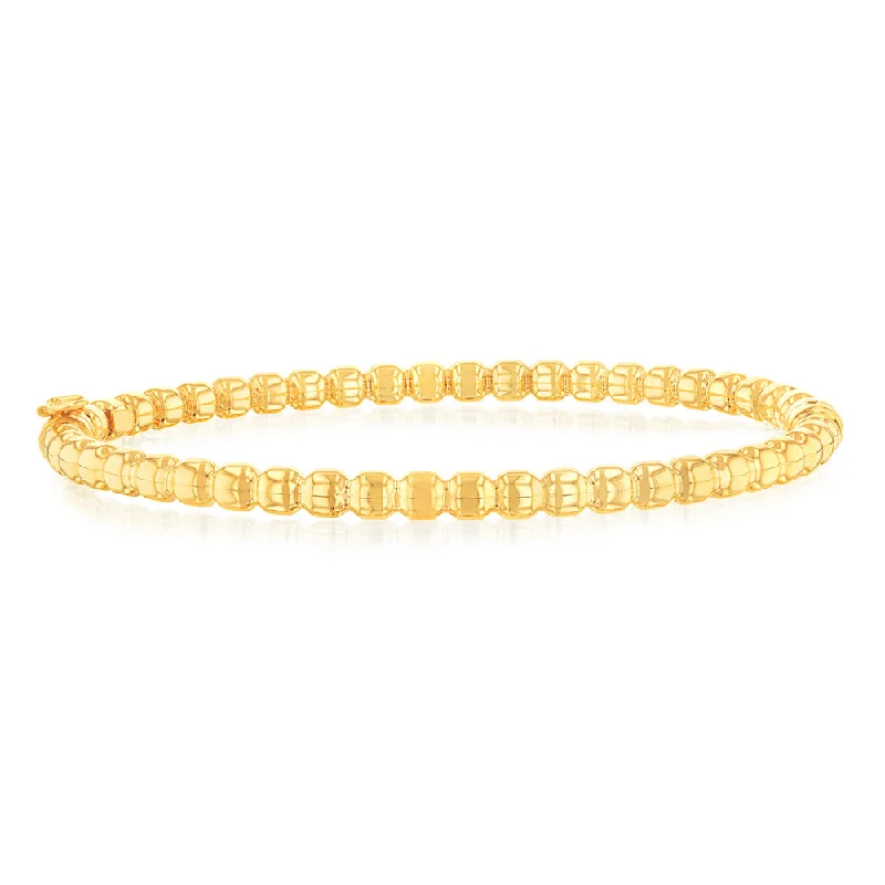 Women’s gold chain bracelets-9ct Yellow Gold Fancy 4mm Bubble Bangle