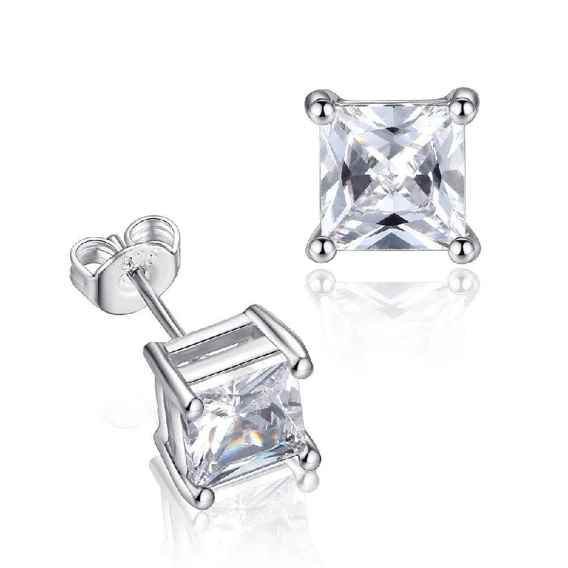 Women’s luxury earrings-Half Carat Princess Cut Cubic Zirconia Stud Earrings