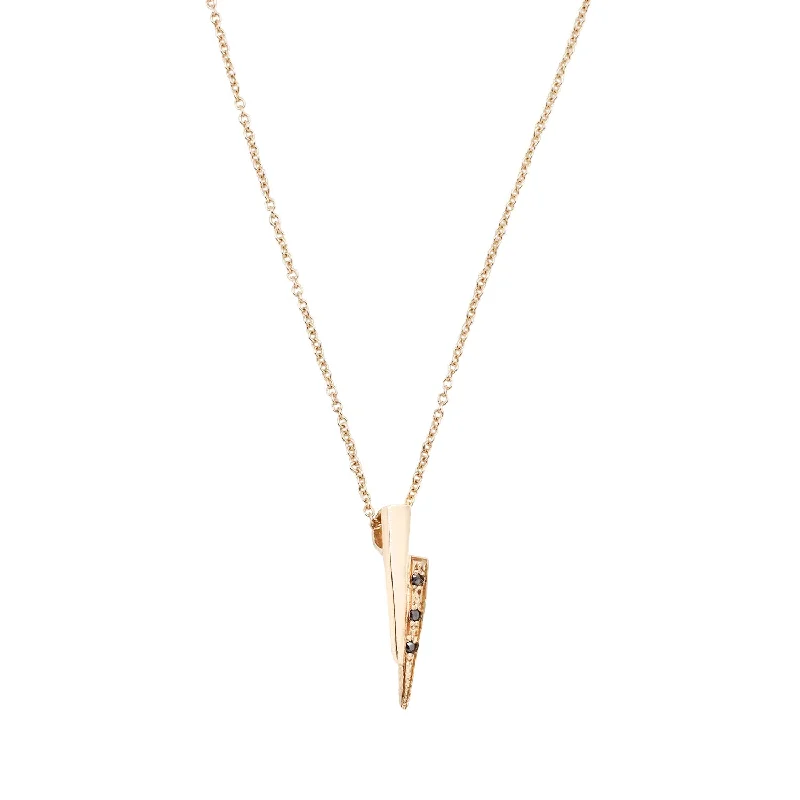 Women’s engraved necklaces-Black Diamond Yellow Gold Razor Necklace