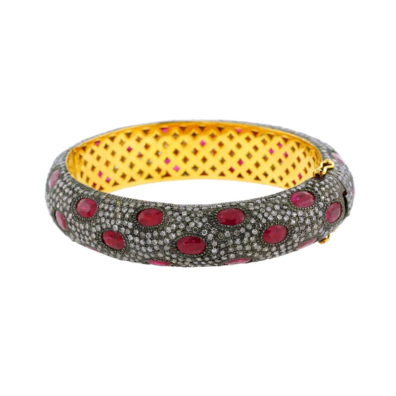 Women’s colorful bangles-Pave Diamond & Ruby Bangle