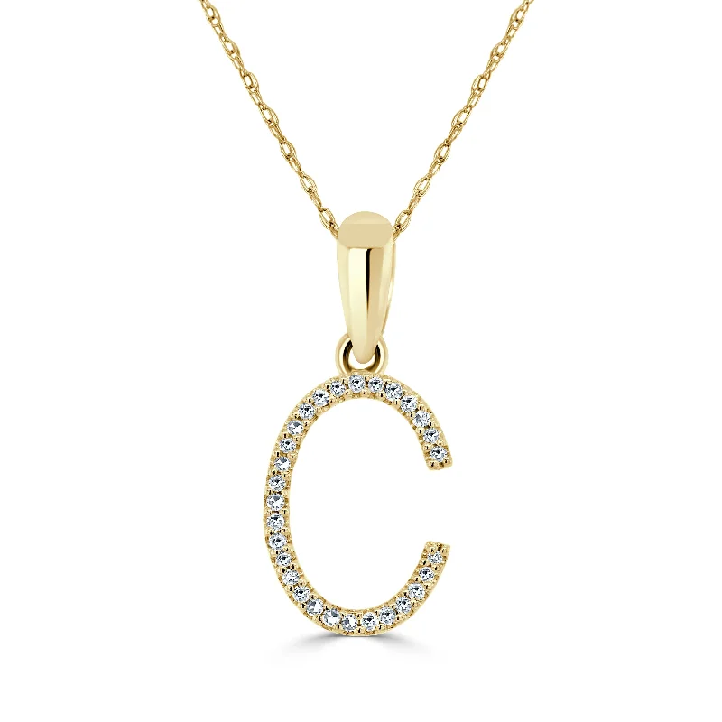 Women’s chunky necklaces-14k Yellow Gold & Diamond Initial Necklace