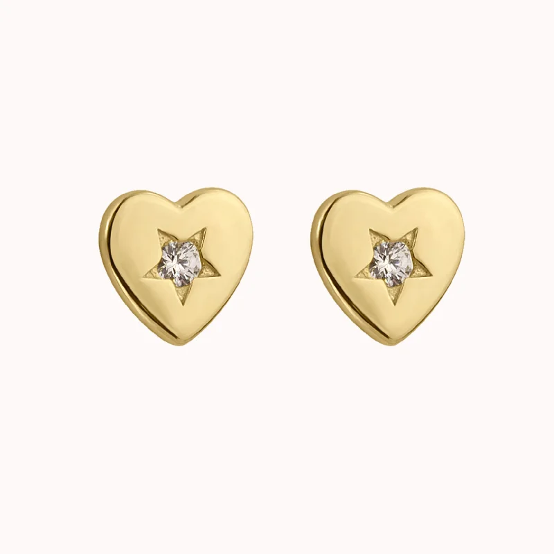 Women’s art deco earrings-Clementine Heart Stud Earrings