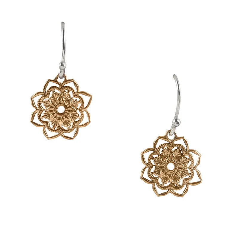 Women’s halo earrings-Petite Open Heart Mandala Earrings