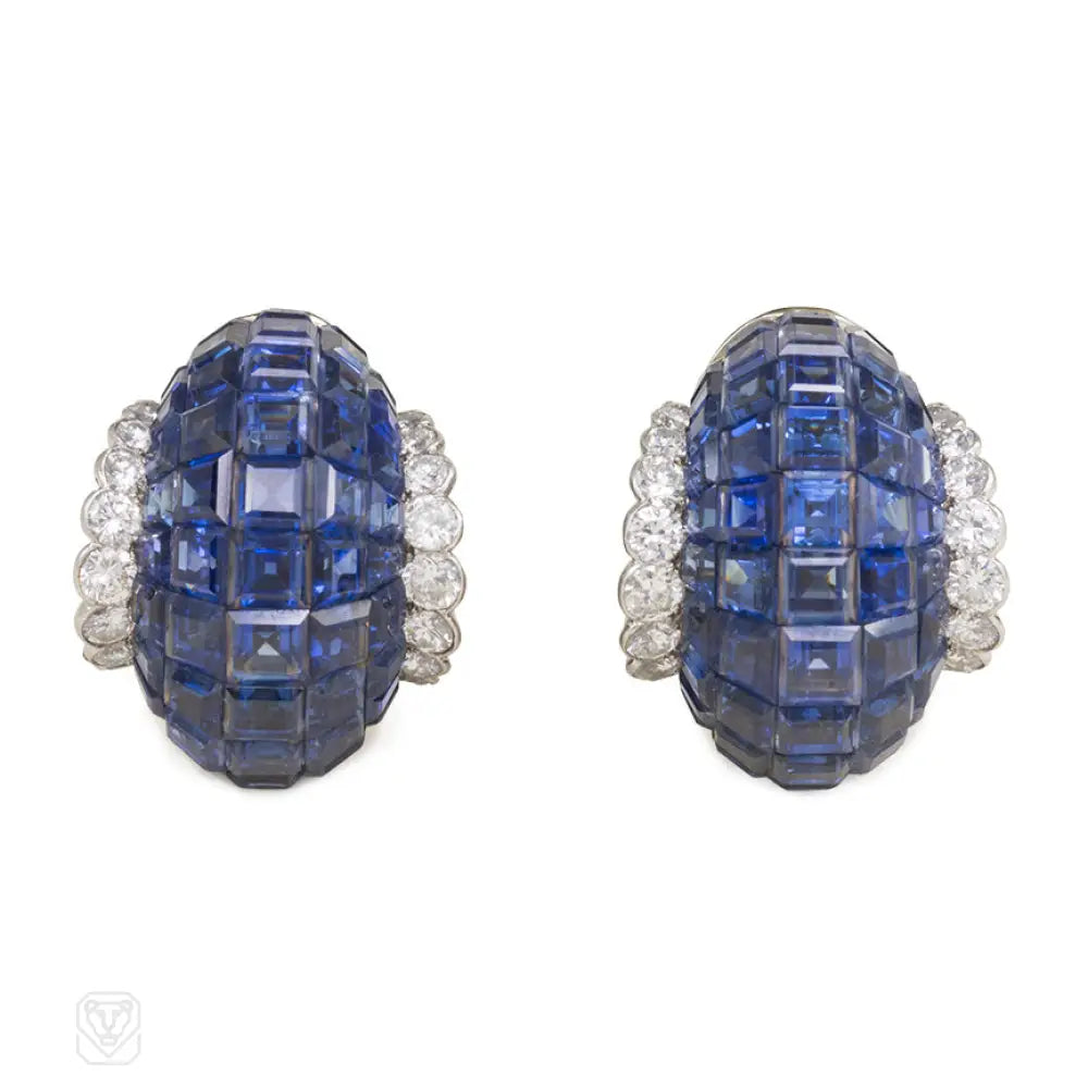 Women’s oversized earrings-Van Cleef & Arpels Mystery-set sapphire and diamond earrings