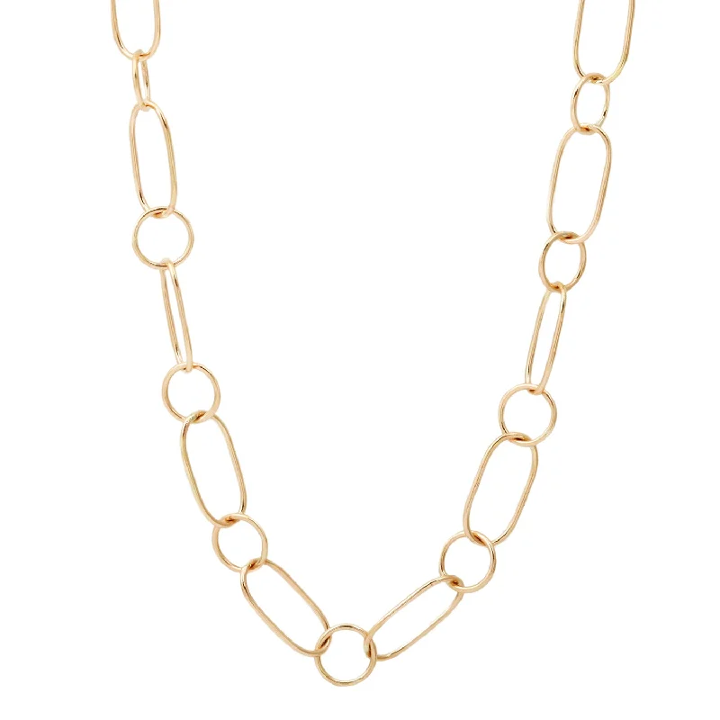 Women’s pearl choker necklaces-Oval and Round Chain Necklace