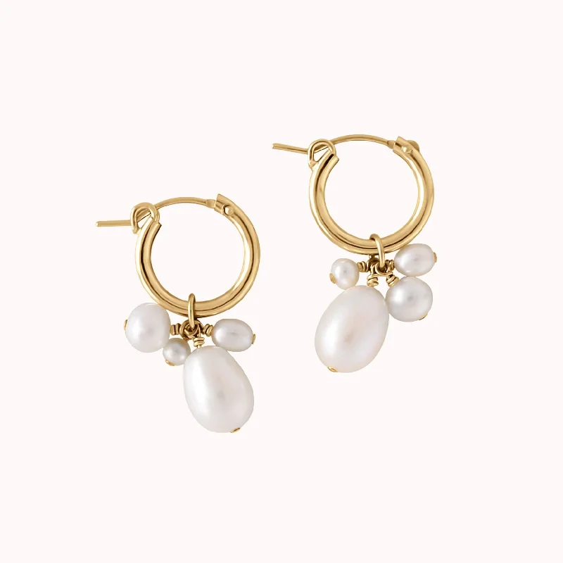 Women’s crystal stud earrings-Verona Pearl Hoop Earrings