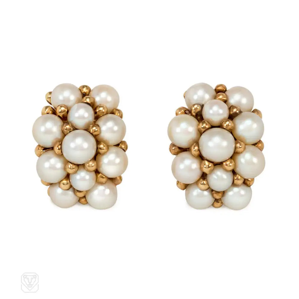 Women’s cute earrings-Retro pavé pearl earrings