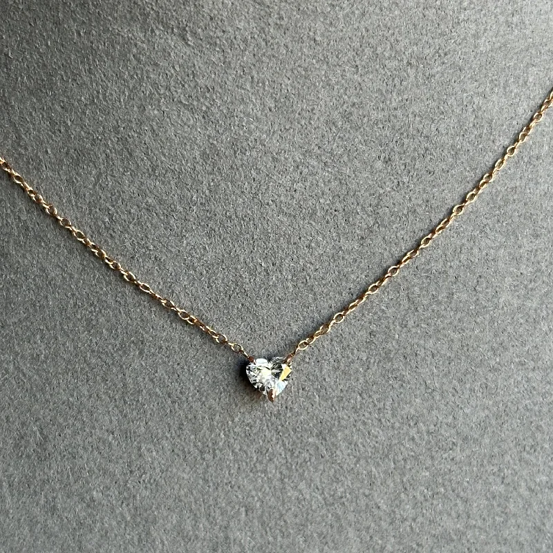 Women’s infinity gemstone necklaces-Perfect Valentine's Day Gift: Heart Diamond Necklace 0.30ct in 14kt Rose, Yellow, & White Gold