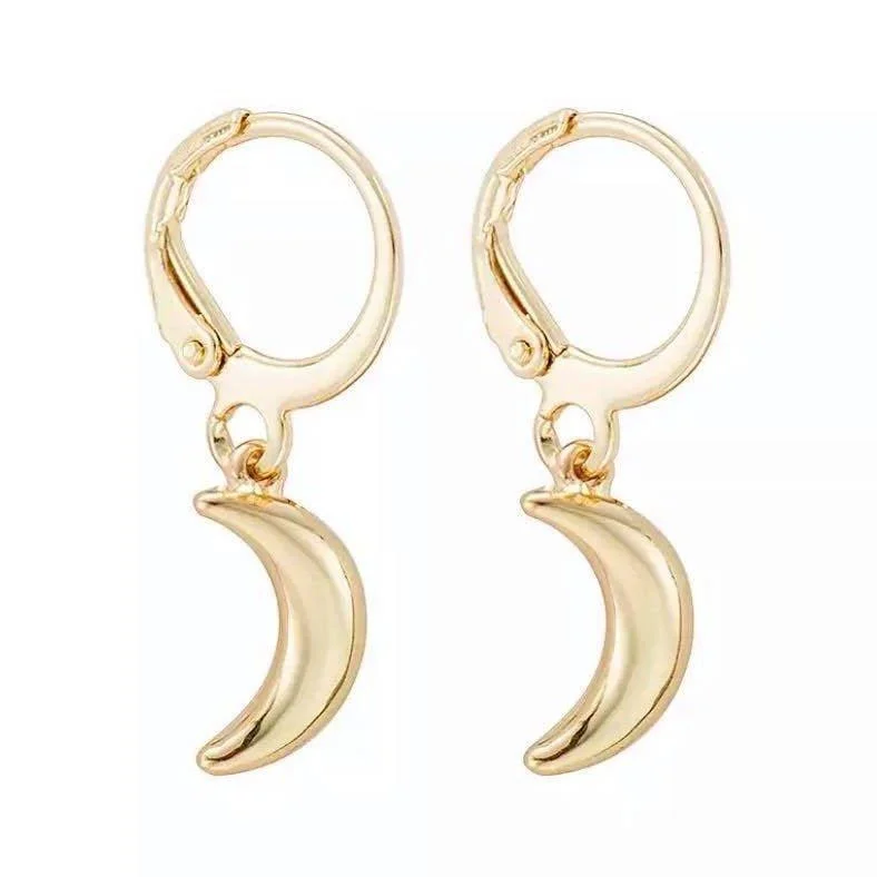 Women’s elegant pearl earrings-Crescent Moon Dangle Earrings