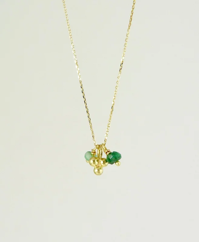 Diamond necklaces for women-Delicate Granulation Necklace with Emerald