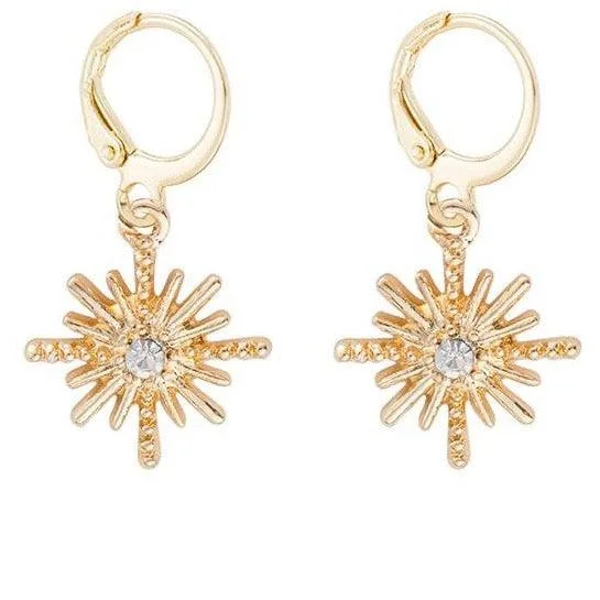 Women’s glamorous earrings-Star Dangle Earrings Huggies