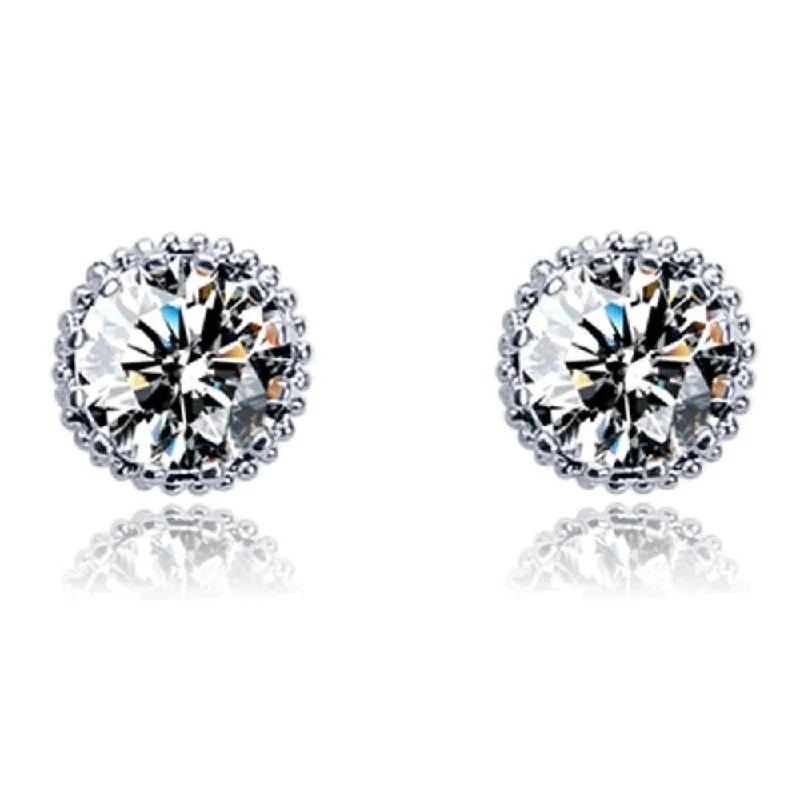 Women’s colorful earrings-One Carat Cubic Zirconia Stud Earrings