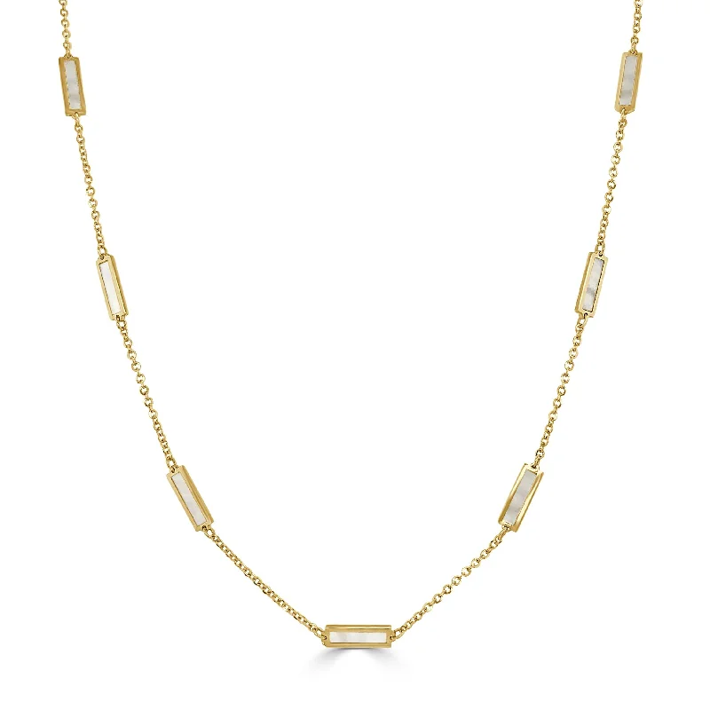 Diamond necklaces for women-14k Gold & Pearl Station Necklace