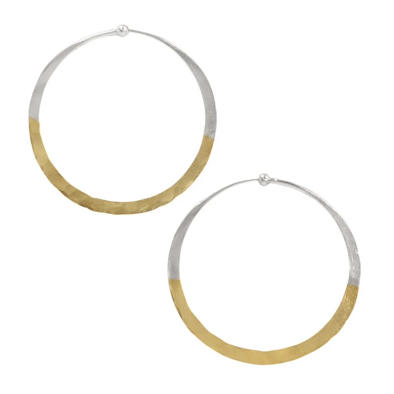 Women’s diamond hoop earrings-Gold Dipped Hammered Hoops - 2"