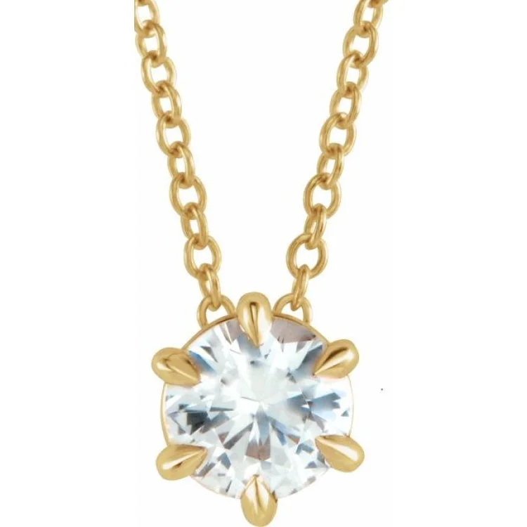 Women’s gold necklaces-14K Yellow 1/2 CT Natural Diamond Solitaire 16-18" Necklace