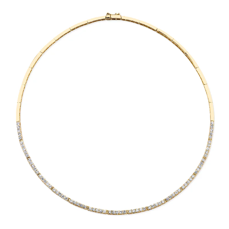 Women’s statement heart necklaces-Crescent Eternity Necklace - White Diamond / 14k Yellow Gold