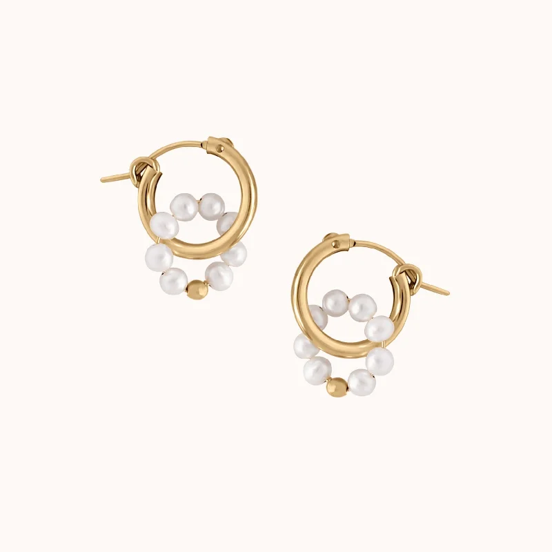 Women’s art deco earrings-Alice Pearl Hoop Earrings