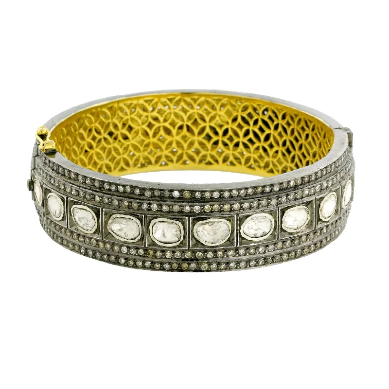 Women’s birthstone bracelets-Pave and Polki Stack Bangle