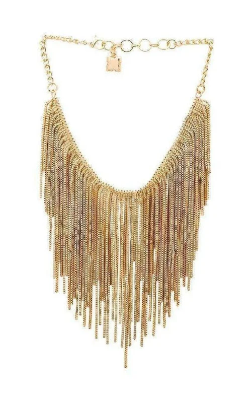 Women’s gemstone drop necklaces-Gold Fringe Necklace