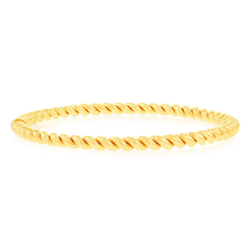 Women’s boho bracelets-9ct Yellow Gold Silverfilled Fancy Twisted Bangle