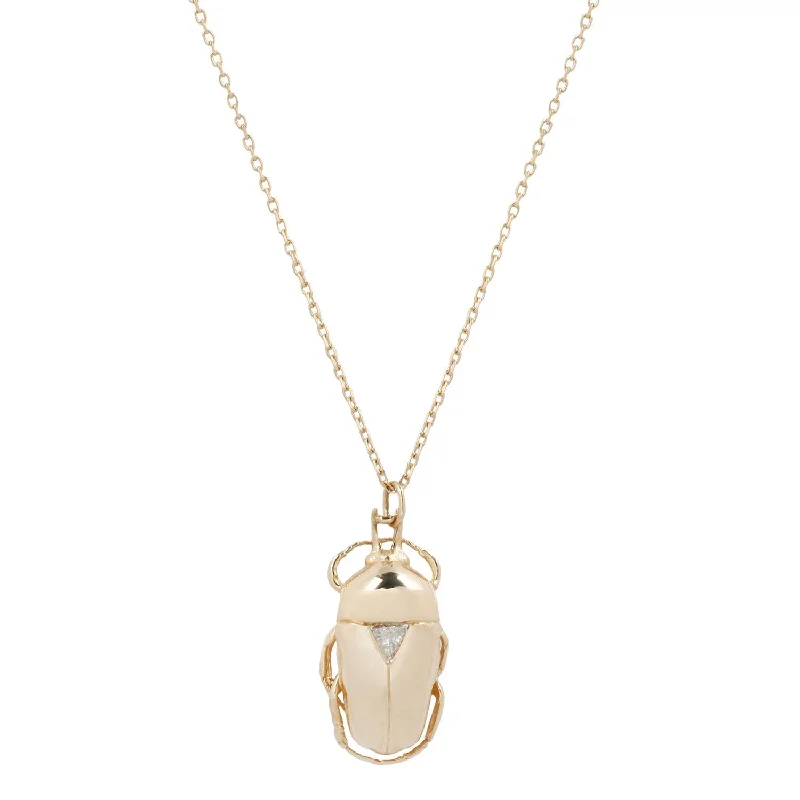 Women’s vintage chain necklaces-Diamond King Scarab Necklace