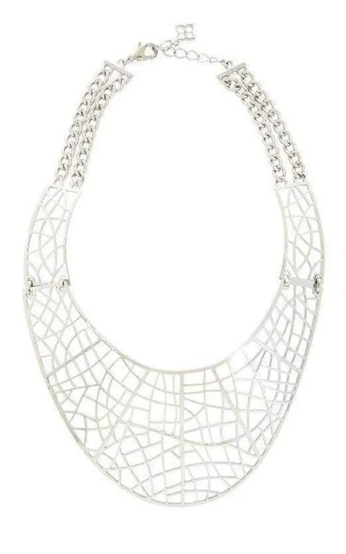 Women’s statement heart necklaces-Silver Filigree Plate Necklace