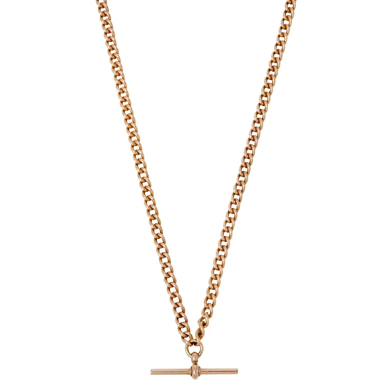 Women’s layered gold necklaces-Long Curb Link Albert Chain