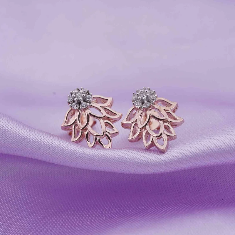 Women’s hoop earrings-Rose Gold Lotus Stud Earrings