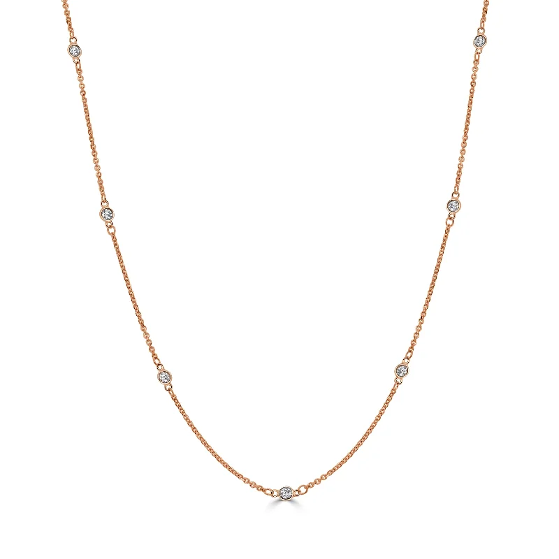 Women’s gold necklaces-14k Gold & Diamond Station Necklace