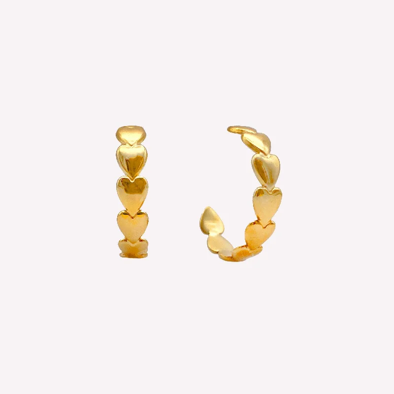 Women’s contemporary earrings-HEART HOOP CLIP-ON EARRINGS IN GOLD