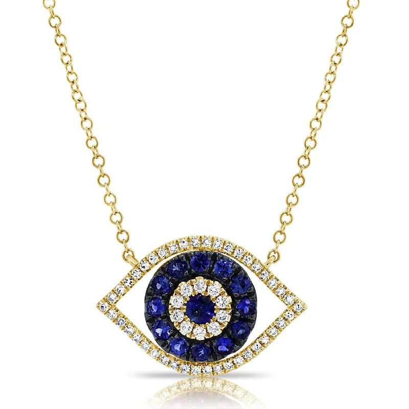 Women’s wedding pendant necklaces-14k Gold & Diamond Evil Eye Necklace