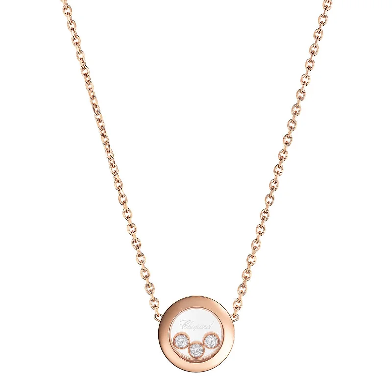 Women’s engagement necklaces-Happy Diamonds Icons 18ct Rose Gold Three Diamond Necklace