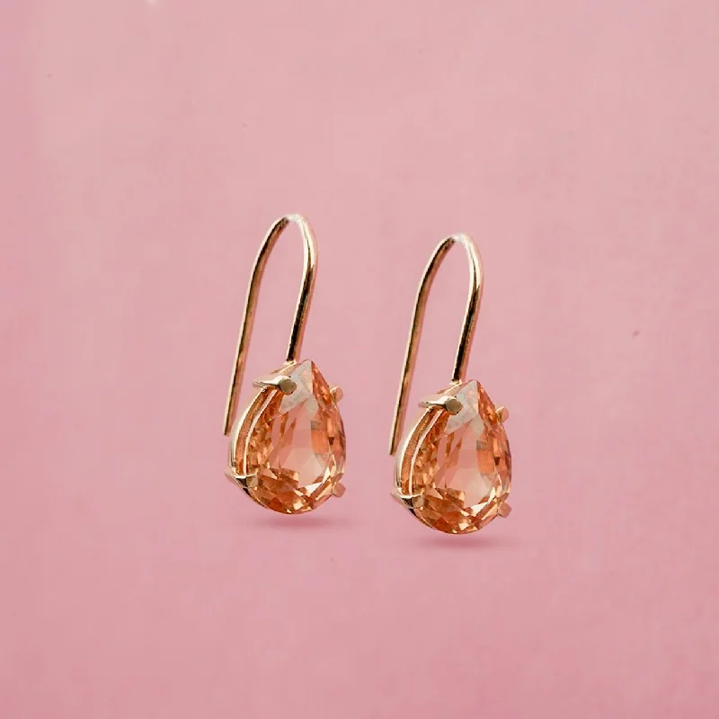 Women’s pearl drop earrings-Silver Classy Peach Morganite Solitaire Earrings