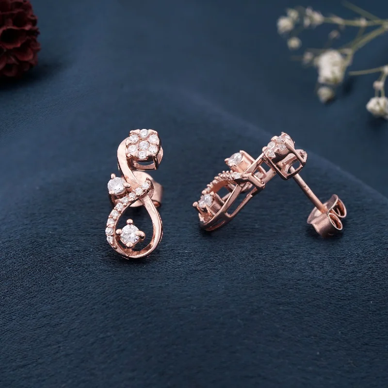 Women’s colorful gemstone earrings-Rose Gold Infinity Stud Earring