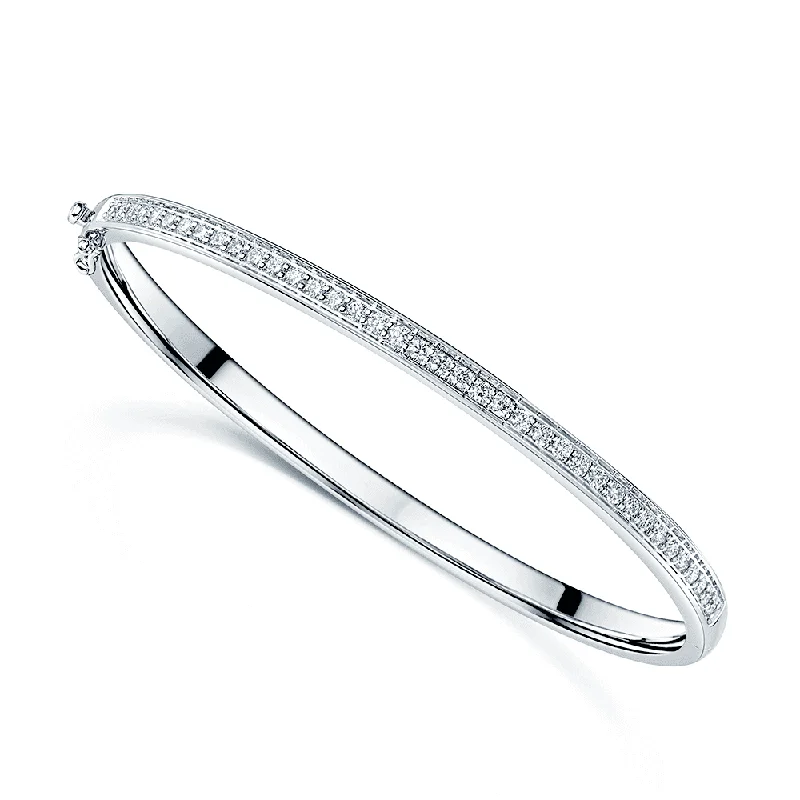 Women’s luxury bracelets-18ct White Gold Diamond Pave Set Bangle