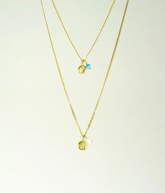 Women’s silver necklaces-Initial & Birthstone Delicate Necklace