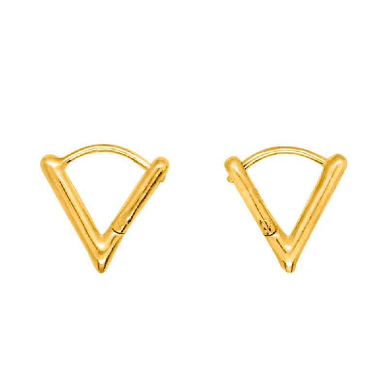 Women’s luxury diamond earrings-Vee Clicker Huggies in Gold