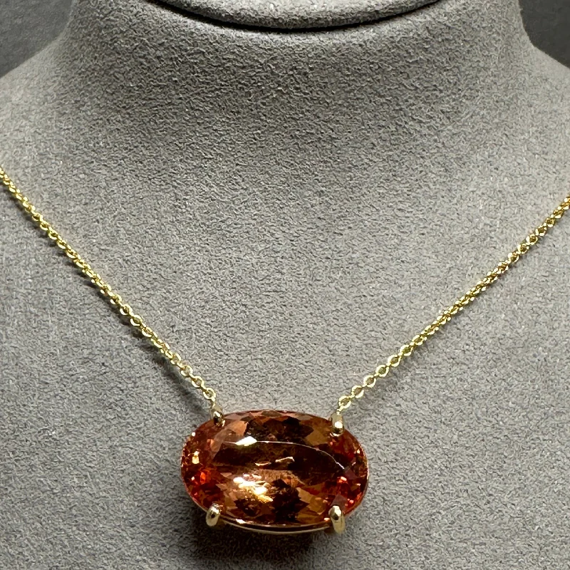 Women’s trendy layered necklaces-10ct Imperial Topaz Solitaire Necklace