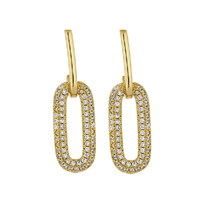 Women’s elegant earrings-Oval Geometric Cubic Zirconia Drop Dangle Earrings