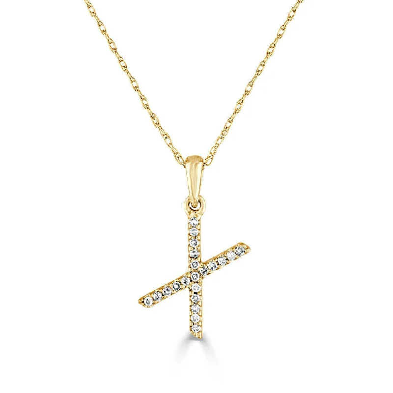 Women’s birthstone necklaces-14k Gold & Diamond Initial Necklace- X