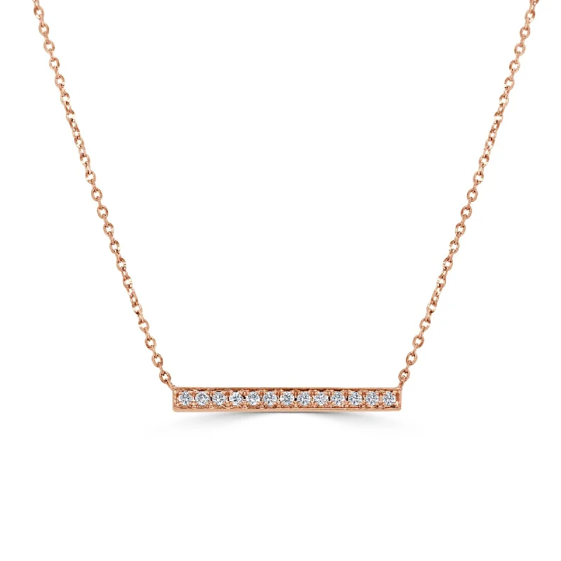 Women’s sparkly necklaces-14k Gold & Diamond Bar Necklace