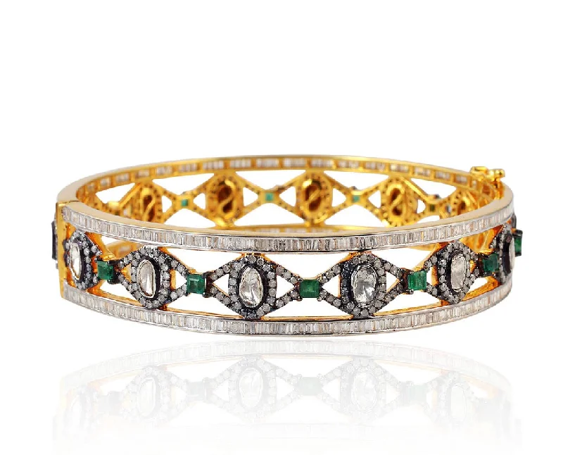 Women’s stacking bracelets-Elegant Emerald Bangle