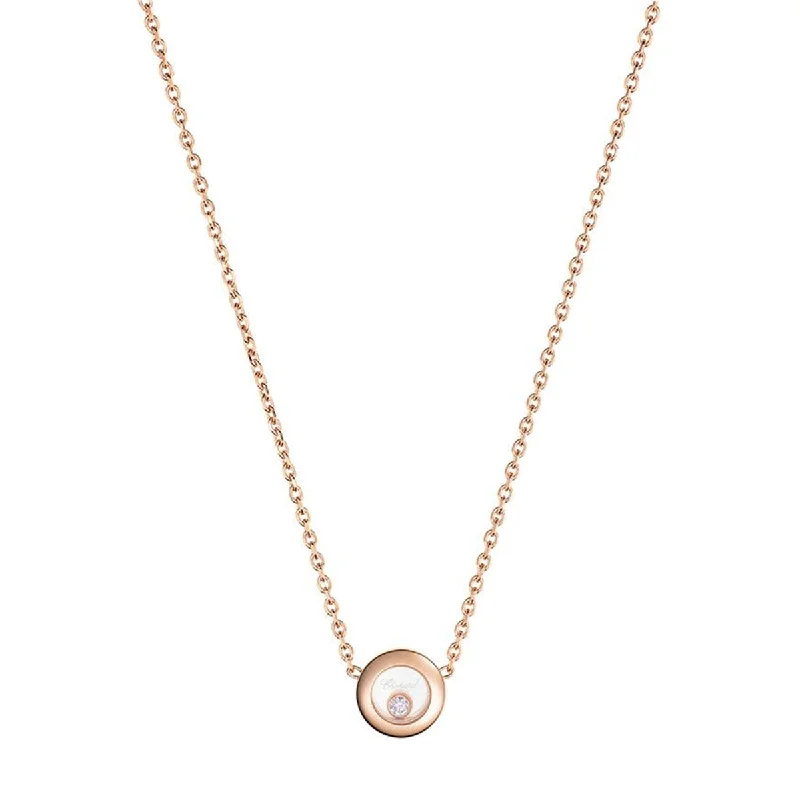 Women’s multi-colored gemstone necklaces-Happy Diamonds Icons 18ct Rose Gold Circular Necklace