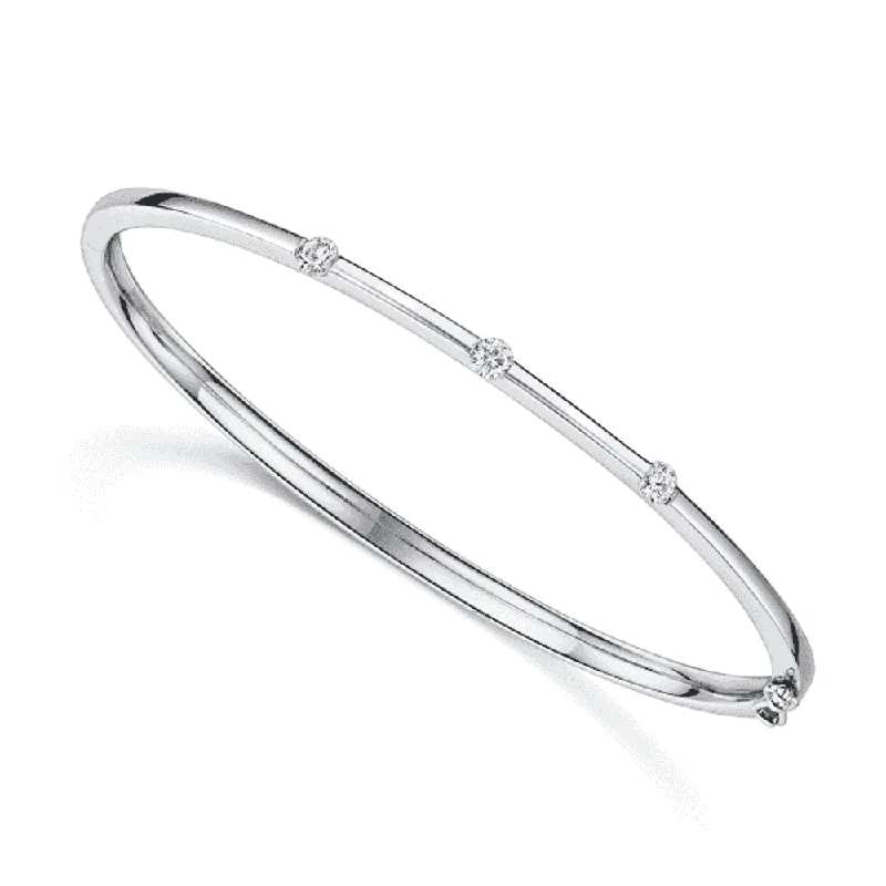 Women’s stylish bangles-18ct White Gold Three Diamond Set Bangle