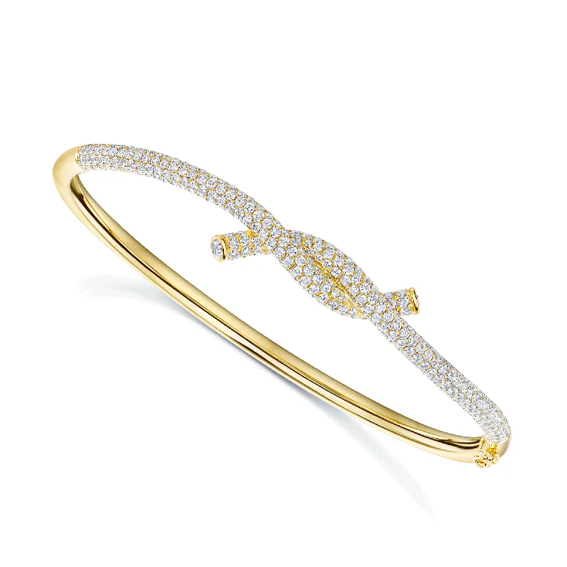 Women’s statement bangles-18ct Yellow Gold Diamond Knot Pave Set Bangle