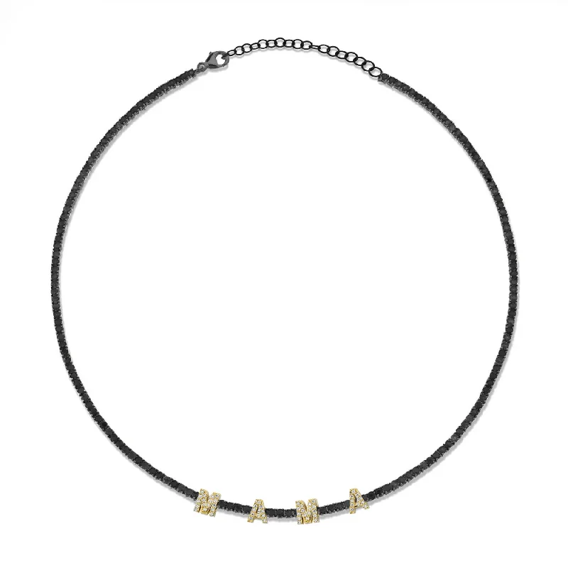 Women’s beaded statement necklaces-Perfect Personalized Collar Tennis Necklace - Black Diamond / 14k Black Gold