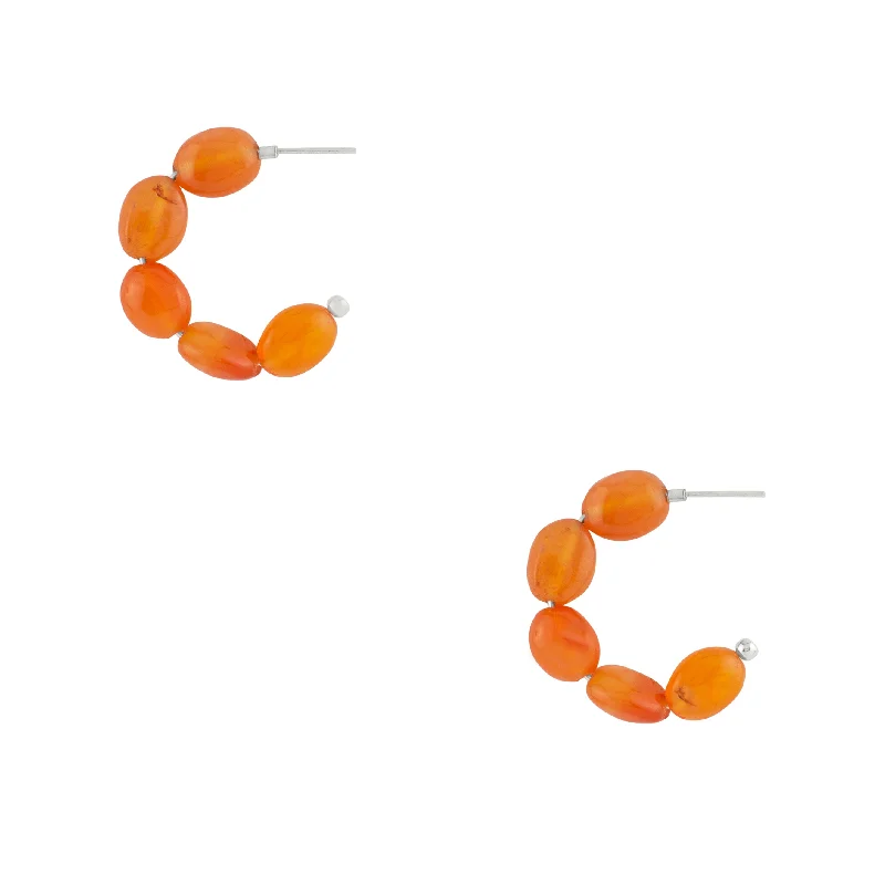 Women’s fashion earrings-She's Got Stones Hoops in Carnelian - Small